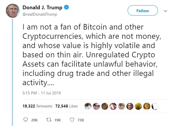 tweet trump tentang bitcoin